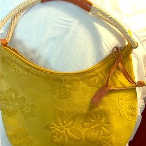 Italian suede floral embossed leather shoulder bag
